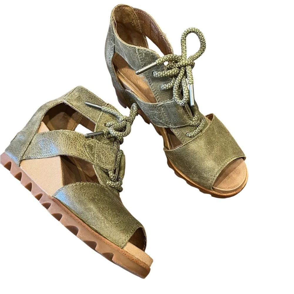 SOREL Olive Drab Joanie Lace‎ Wedge Sandal